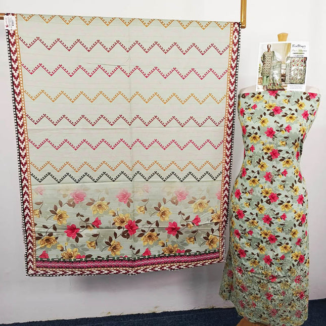 Embroidered Printed Khaddar 3PC Unstitched  - Bin Umer