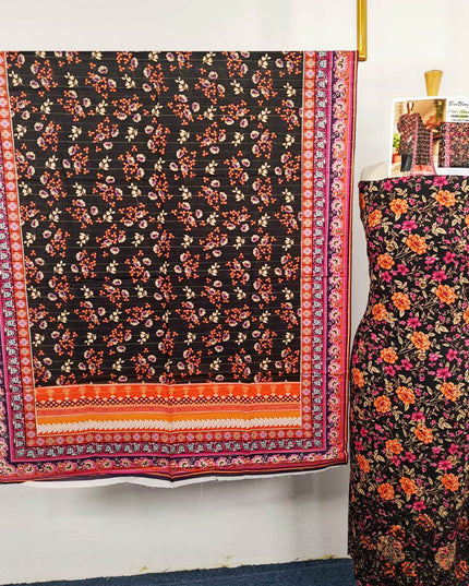 Embroidered Printed Khaddar 3PC Unstitched  - Bin Umer