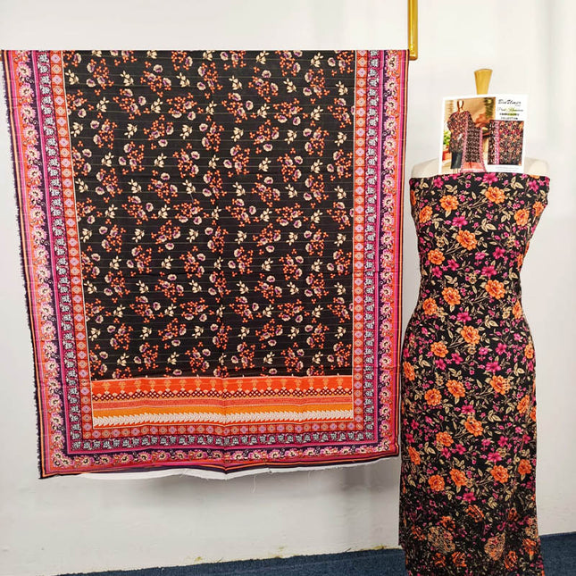 Embroidered Printed Khaddar 3PC Unstitched  - Bin Umer