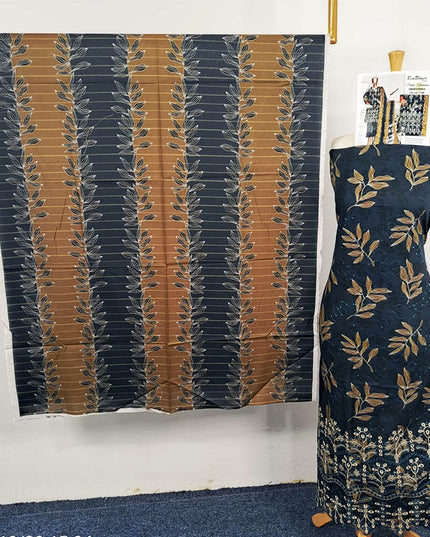 Embroidered Printed Khaddar 3PC Unstitched  - Bin Umer