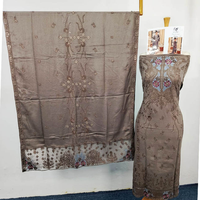 Embroidered Winter Zari Slub Viscose 3PC Unstitched - Gull-E-Rukh Vol -04