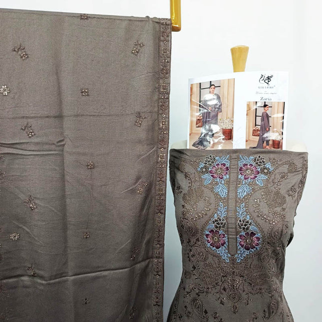 Embroidered Winter Zari Slub Viscose 3PC Unstitched - Gull-E-Rukh Vol -04