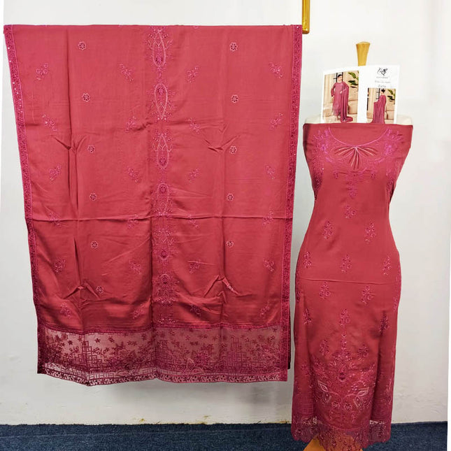 Embroidered Winter Zari Slub Viscose 3PC Unstitched - Gull-E-Rukh Vol -04