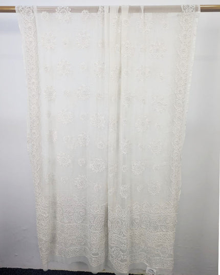 Pure China Crinkle with Handmade Shadow Work Dyeable Dupatta