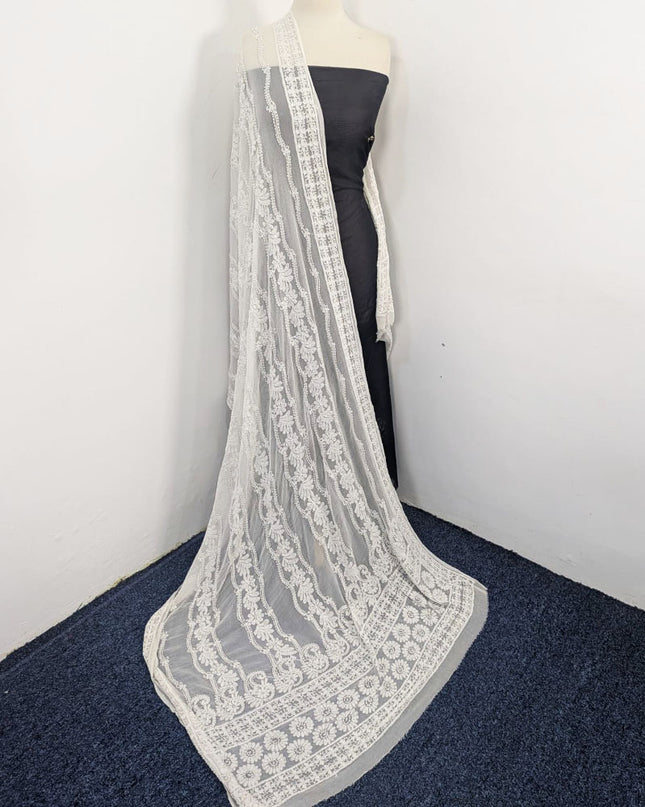 Fancy Pure China Crinkle with Shadow Work Dyeable Dupatta