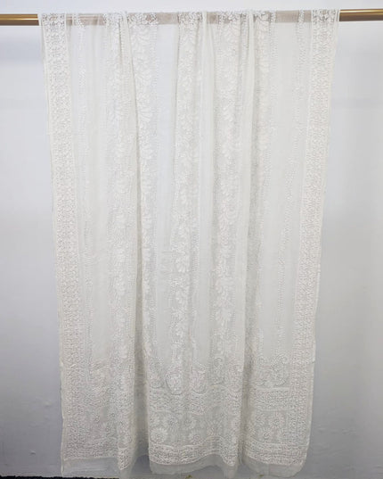 Fancy Pure China Crinkle with Shadow Work Dyeable Dupatta