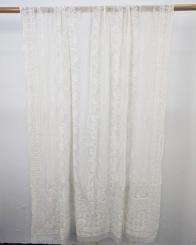 Fancy Pure China Crinkle with Shadow Work Dyeable Dupatta