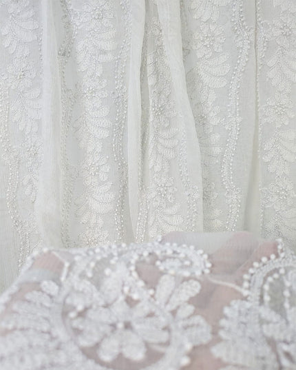 Fancy Pure China Crinkle with Shadow Work Dyeable Dupatta
