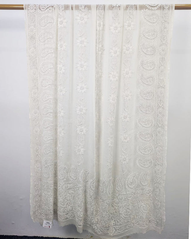 Dyeable Pure China Crinkle with Handmade Shadow Work Dupatta