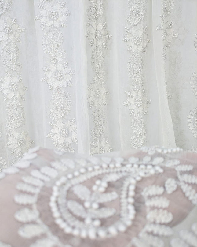 Dyeable Pure China Crinkle with Handmade Shadow Work Dupatta