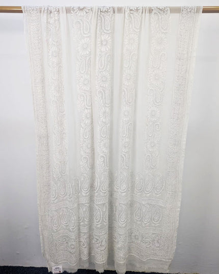Pure China Crinkle with Handmade Shadow Work Dyeable Dupatta