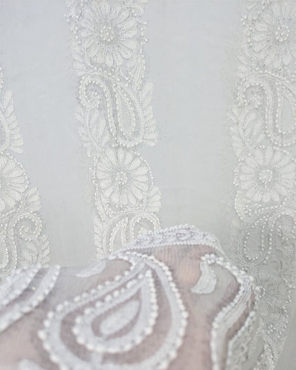 Pure China Crinkle with Handmade Shadow Work Dyeable Dupatta