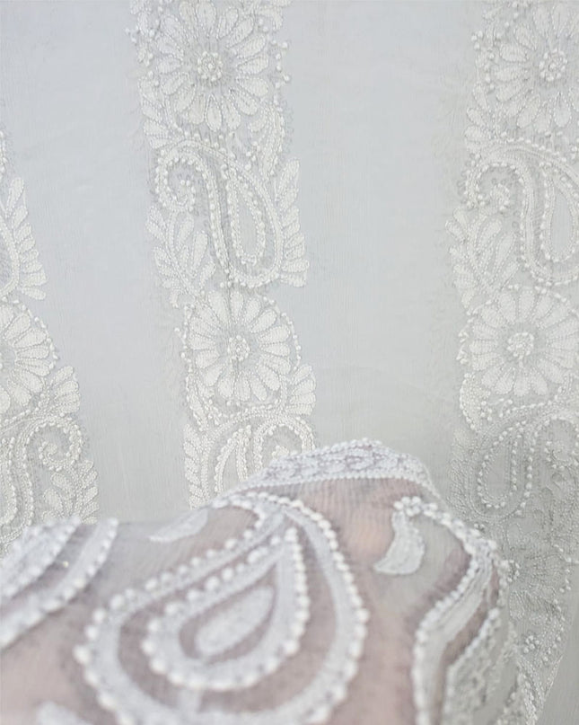 Pure China Crinkle with Handmade Shadow Work Dyeable Dupatta