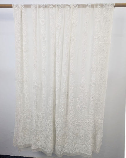 Fancy Pure China Crinkle with Shadow Work Dyeable Dupatta