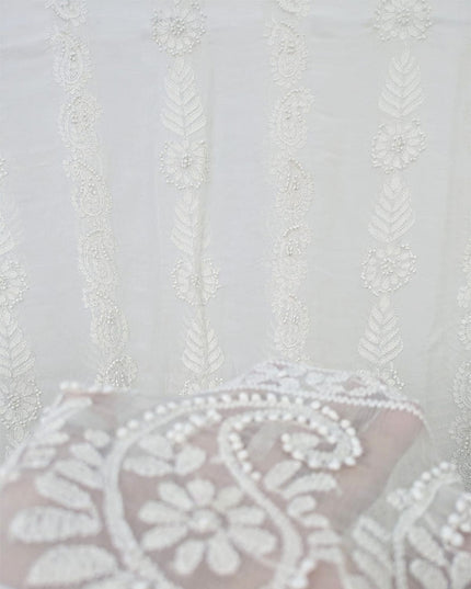 Fancy Pure China Crinkle with Shadow Work Dyeable Dupatta