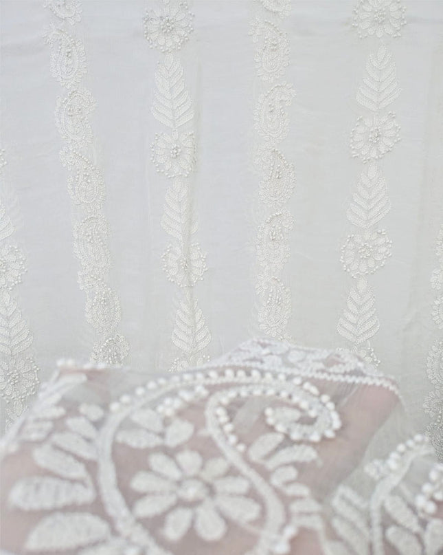 Fancy Pure China Crinkle with Shadow Work Dyeable Dupatta