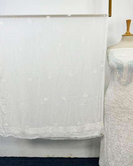 Indian Chiffon with Chikankari + Sitara Pearl Work 2PC Unstitched