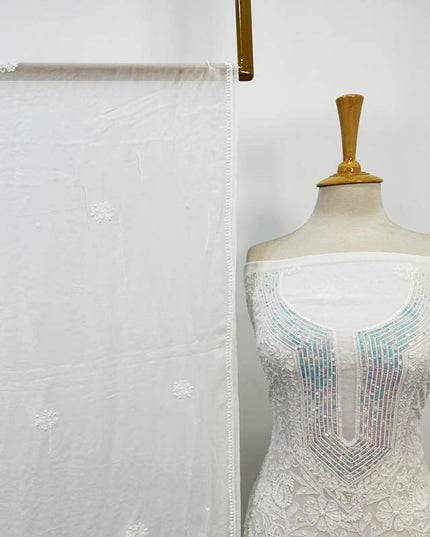 Indian Chiffon with Chikankari + Sitara Pearl Work 2PC Unstitched