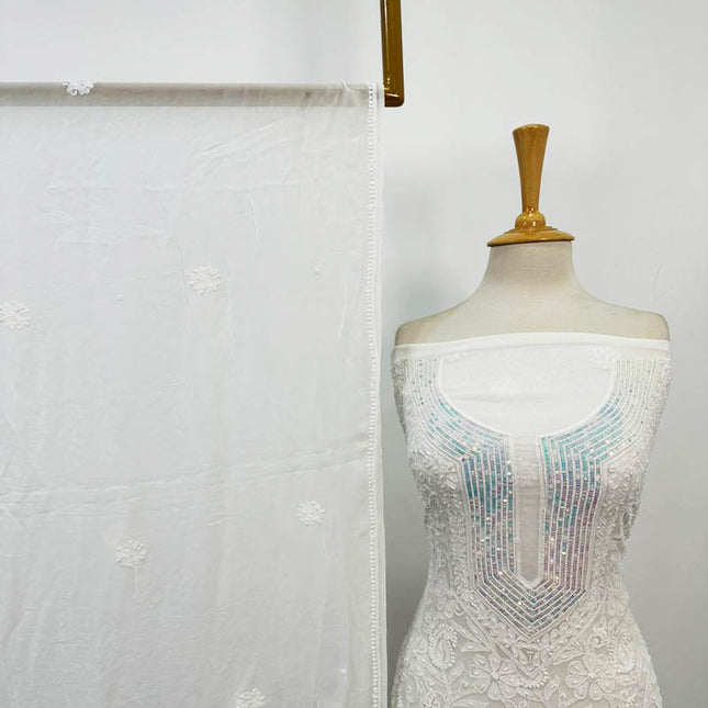 Indian Chiffon with Chikankari + Sitara Pearl Work 2PC Unstitched