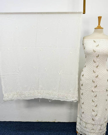 Fancy Chikankari + Sitara Pearl Work Indian Chiffon 2PC Unstitched