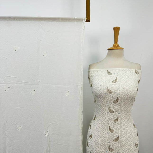 Fancy Chikankari + Sitara Pearl Work Indian Chiffon 2PC Unstitched