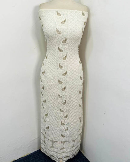 Fancy Chikankari + Sitara Pearl Work Indian Chiffon 2PC Unstitched