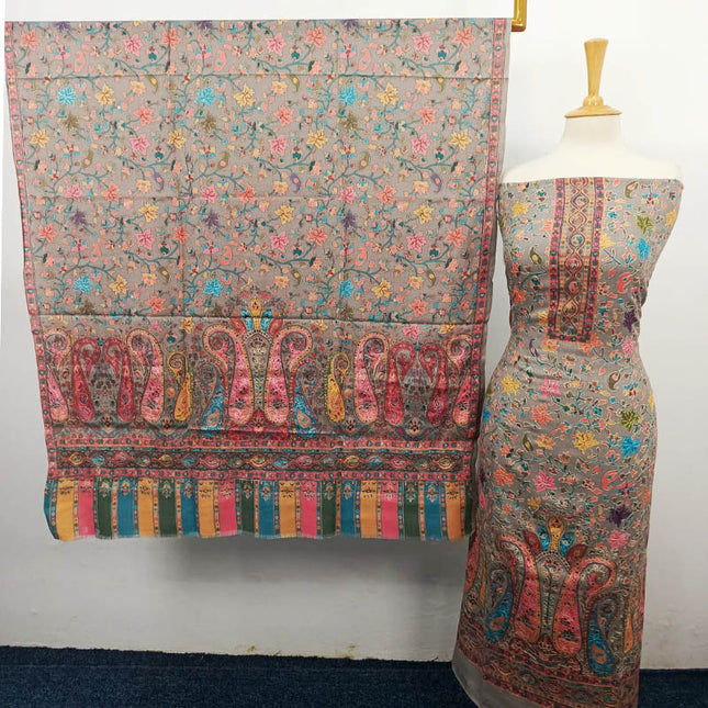 Embroidered Kani Silk Wool 3PC Unstitched