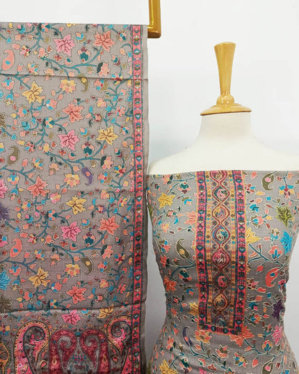 Embroidered Kani Silk Wool 3PC Unstitched