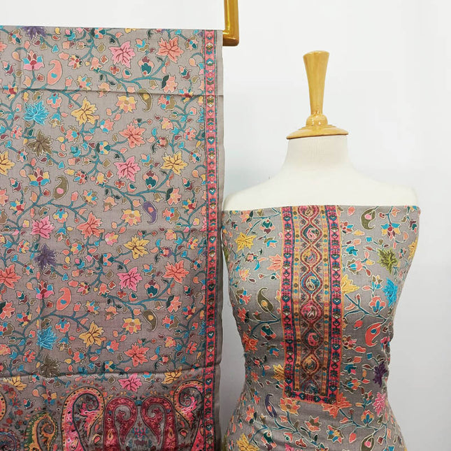 Embroidered Kani Silk Wool 3PC Unstitched