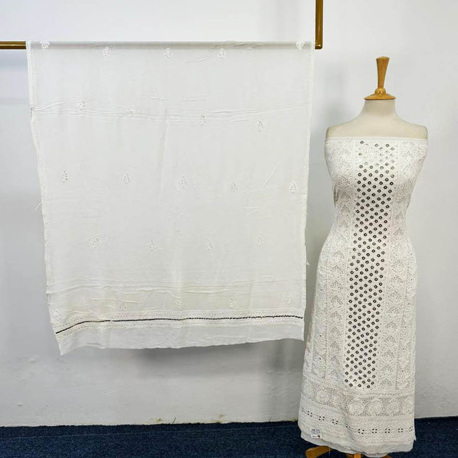 Indian Chiffon with Chikankari + Mukesh Work 2PC Unstitched