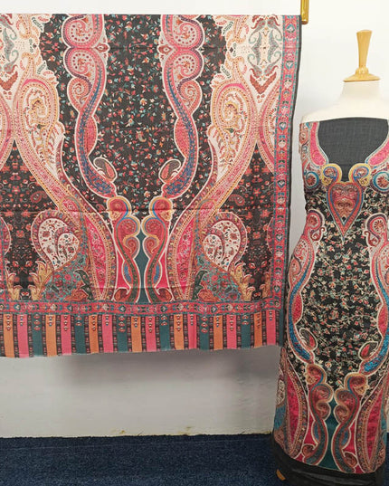 Embroidered Kani Silk Wool 3PC Unstitched