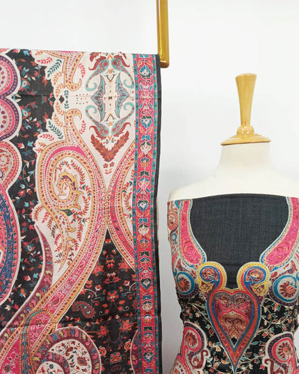 Embroidered Kani Silk Wool 3PC Unstitched