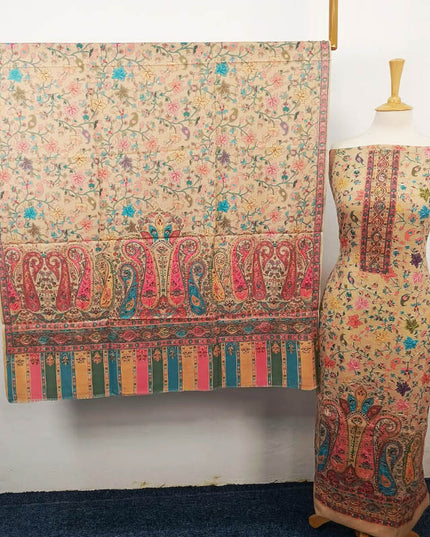 Embroidered Kani Silk Wool 3PC Unstitched