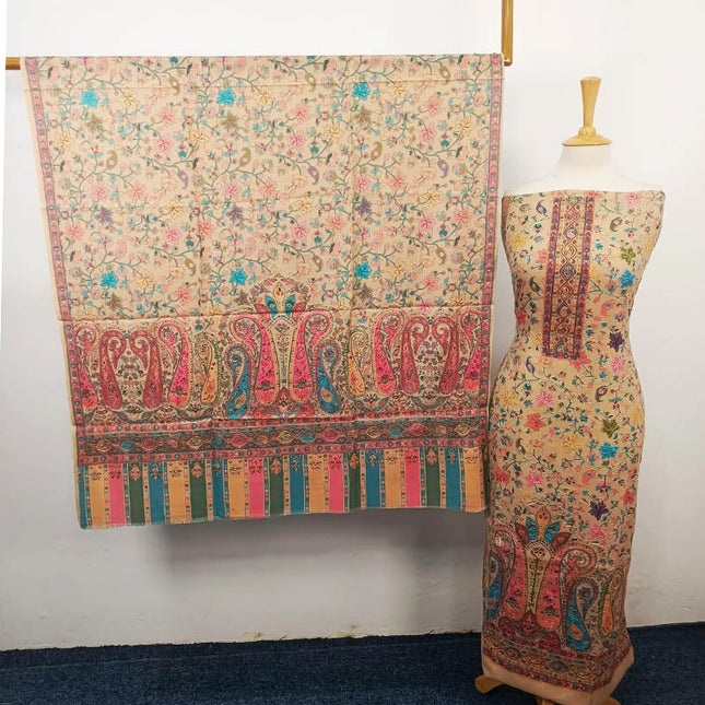 Embroidered Kani Silk Wool 3PC Unstitched