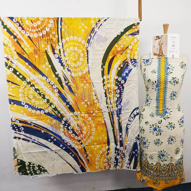 Premium Digital Printed Linen Slub 3PC Unstitched Paltar Vol-3