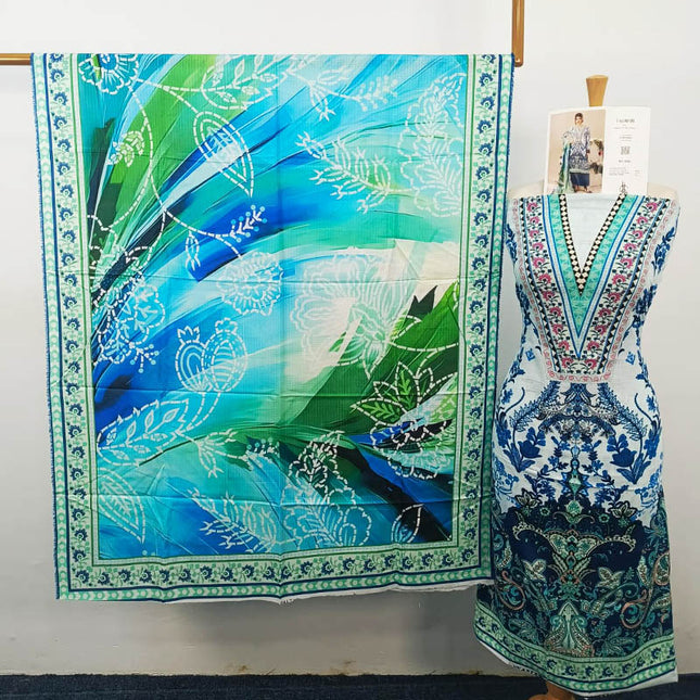 Premium Digital Printed Linen Slub 3PC Unstitched Paltar Vol-3