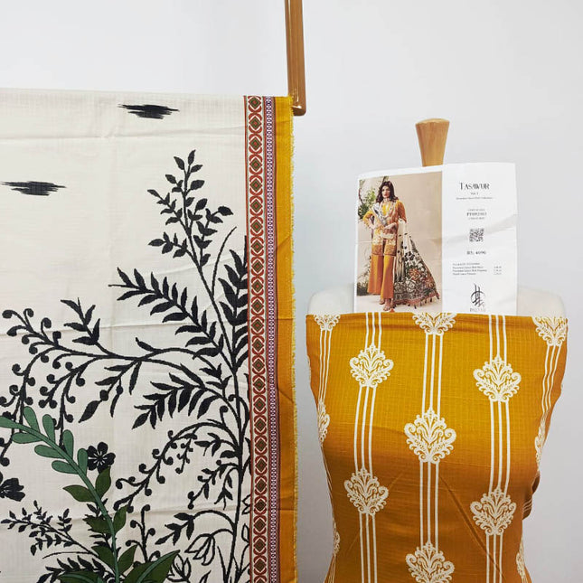 Premium Digital Printed Linen Slub 3PC Unstitched Paltar Vol-3