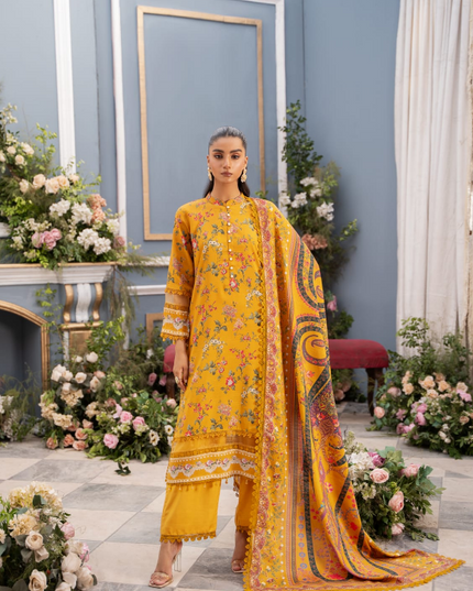 Digital Printed Linen 3PC Unstitched Mausummery Vol-03