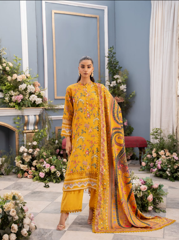 Digital Printed Linen 3PC Unstitched Mausummery Vol-03