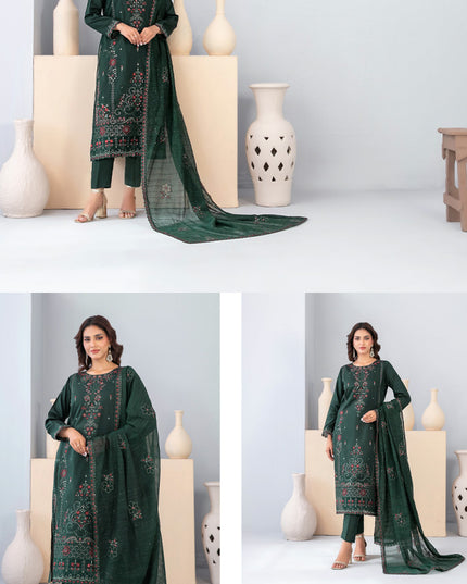 Embroidered Viscose Slub 3PC Unstitched - Tawakkal Vol-4452