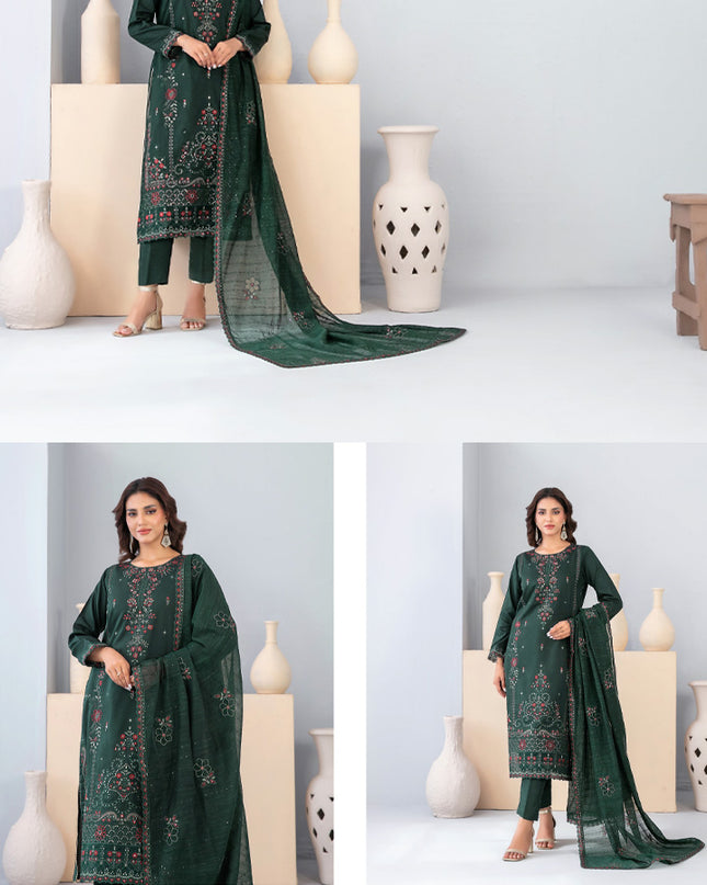 Embroidered Viscose Slub 3PC Unstitched - Tawakkal Vol-4452