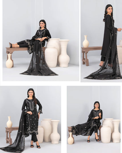 Embroidered Viscose Slub 3PC Unstitched - Tawakkal Vol-4452