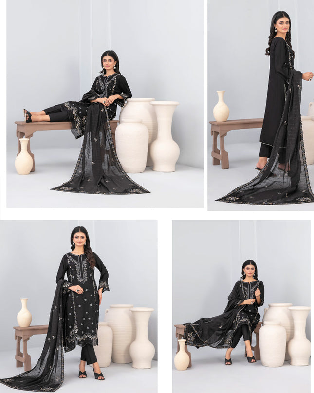 Embroidered Viscose Slub 3PC Unstitched - Tawakkal Vol-4452