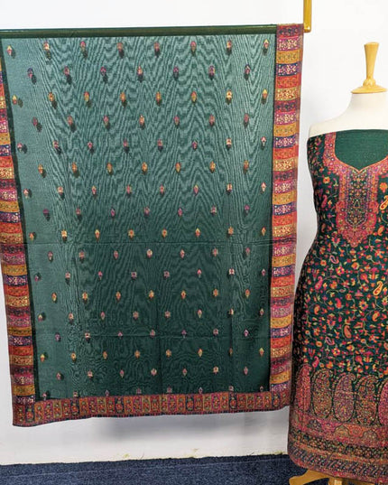 Luxury Pure Kani Silk With 4 Sided Border Shawl 3PC Unstitched