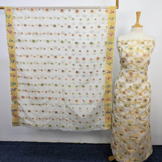 Indian Banrasi Work Indian Chiffon ( Dyeable In All Colours ) 2PC Unstitched