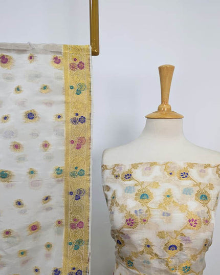 Indian Banrasi Work Indian Chiffon ( Dyeable In All Colours ) 2PC Unstitched