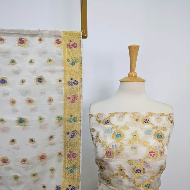 Indian Banrasi Work Indian Chiffon ( Dyeable In All Colours ) 2PC Unstitched