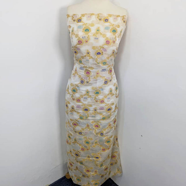 Indian Banrasi Work Indian Chiffon ( Dyeable In All Colours ) 2PC Unstitched