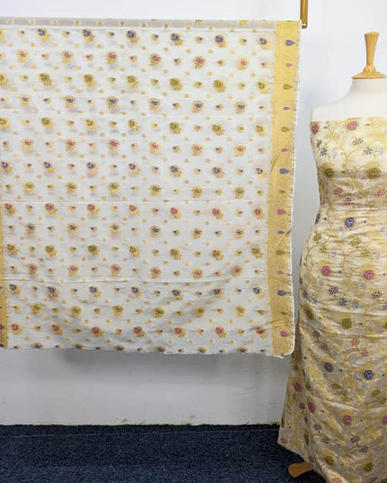 Indian Banrasi Work Indian Chiffon ( Dyeable In All Colours ) 2PC Unstitched