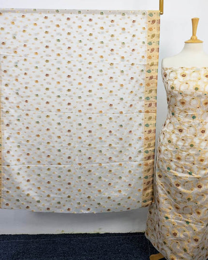 Indian Banrasi Work Indian Chiffon ( Dyeable In All Colours ) 2PC Unstitched